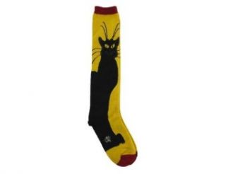 Sock It To Me Black Cat Knee High Womens Socks, Black/yellow, One Size Fits Most: Casual Socks: Clothing