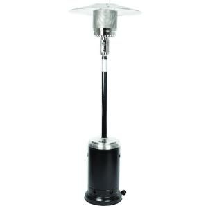 Fire Sense 46,000 BTU Hammered Black and Stainless Steel Propane Gas Commercial Patio Heater 61444