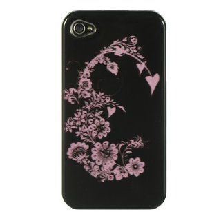 Apple iPhone 4S/4 Protector Case Phone Cover   Black with Pink Blossom: Cell Phones & Accessories
