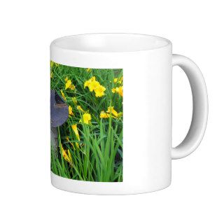 sundial among summer flowers coffee mug