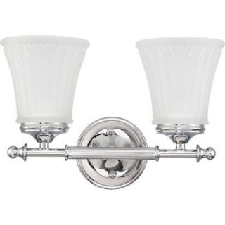 Glomar 2 Light Vanity Fixture with Frosted Etched Glass Finished in Polished Chrome HD 4262