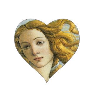 Botticelli Birth of Venus (detail) Heart Stickers