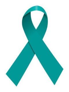 100 Pack Teal Blue Ribbon Temporary Tattoos for Ovarian Cervical Uterine Cancer Awareness : Beauty