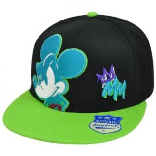 Disney Mickey Mouse Neon Mean Gangster1928 Flat Bill Two Tone Snapback Hat Cap: Clothing