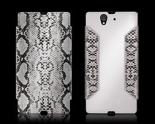 More Thing Para Wallet Series Sony Xperia Z Flip Leather Case L36h   Python White: Cell Phones & Accessories