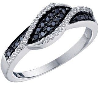 Black Diamond Band Womens Ring 14k White Gold (1/4 Carat): Jewel Tie: Jewelry
