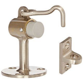 Rockwood 472.15 Brass Door Stop with Keeper, #12 x 1 1/4" FH WS Fastener with Plastic Anchor, 2 1/2" Base Diameter x 3 3/4" Height, Satin Nickel Plated Clear Coated Finish: Industrial & Scientific