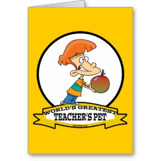 WORLDS GREATEST TEACHERS PET CARTOON GREETING CARD