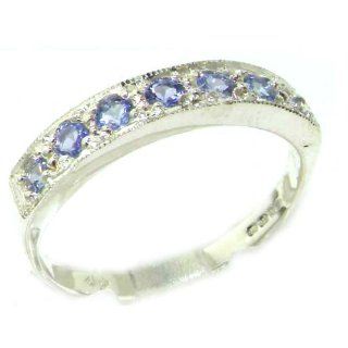 Solid English Sterling Silver Ladies Natural Tanzanite Eternity Band Ring   Finger Sizes 5 to 12 Available: Jewelry