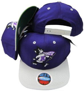 Kansas State Wildcats Vintage Mascot Purple/Grey Two Tone Plastic Snapback Adjustable Plastic Snap Back Hat / Cap : Sports Fan Baseball Caps : Sports & Outdoors
