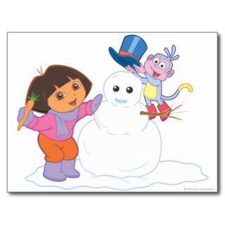 Dora & Boots Make a Snowman Postcard