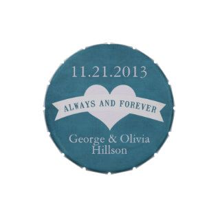 Dark Teal Wedding Favor   Customizable Jelly Belly Candy Tin