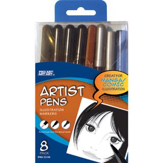 Pro Art Black Artist Pens 8/Pkg  Pro Art Wood Stamps