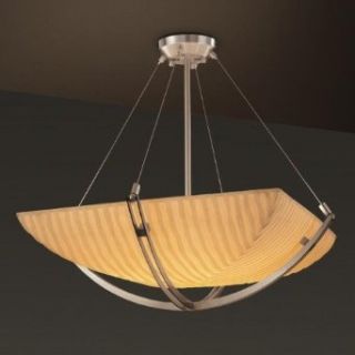 Justice Design PNA 9721 25 WFAL DBRZ Porcelina   Three Light Bowl Pendant with Crossbar, Impression Option: Waterfall Shade Impression, Choose Finish: Dark Bronze Finish, Choose Lamping Option: Standard Lamping   Chandeliers  