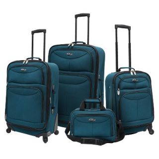 U.S. Traveler 4 Piece Expandable Spinner Luggage Set (Teal)