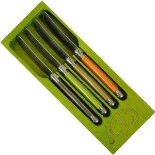 Laguiole Jean Dubost Multi Colored Handles 4pc Spreader Set in a colored wood box: Flatware Knives: Kitchen & Dining