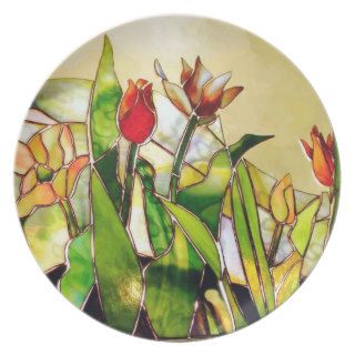 Glass Tulip Nature Design Plate