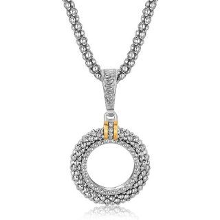 IceCarats Designer Jewelry 18K Yellow Gold And Sterling Silver Popcorn Open Circle Diamond Pendant: IceCarats: Jewelry