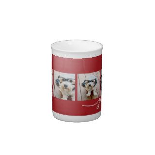 4 Photo Instagram Collage with Holiday Joy Red Bone China Mug