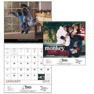 Custom Monkey Mischief   2014 Wall Calendar   Spiral # 7033   only $1.93 ea. Includes Your Logo imprint. Rush shipped 150 pcs (min. qty) : Office Products