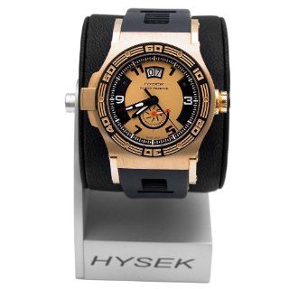 Hysek Abyss 44mm Power Reserve AB03R93A23 CA01 44 Automatic Yellow Gold Case Black Rubber Anti Reflective Sapphire Men's Watch: Watches