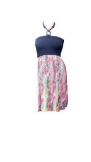 Women Halter Top Peacock Feather Print Knee High Dress (Pink) at  Womens Clothing store: