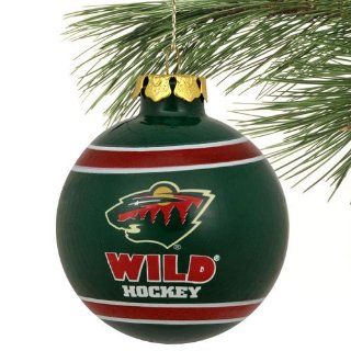NHL Minnesota Wild Striped Glass Ball Ornament   Green : Sports Fan Wallets : Sports & Outdoors