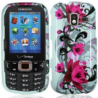 Pink White Flower Hard Cover Case for Samsung Intensity III 3 SCH U485 Cell Phones & Accessories