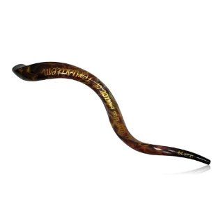 Decorative Kudu Horn Shofar with Painted English Text and Bright Colors: N/A: Musical Instruments