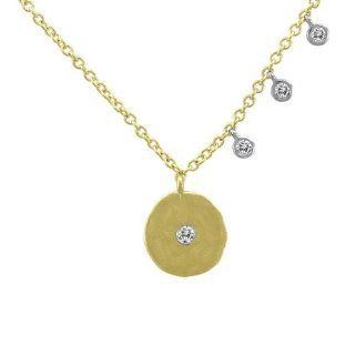 Meira T 14K Yellow Gold Diamond Disc Accented By Bezel Set Diamonds Necklace: Jewelry