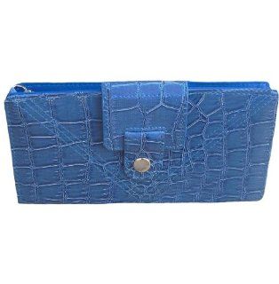 RFID Blocking Checkbook Wallet for Women   Blue Croc Print: Cell Phones & Accessories
