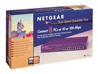 Netgear DS508 8 Port 10/100 Dual Speed Stackable Hub RJ45 with Internal Power Supply & Rackmount Kit: Electronics