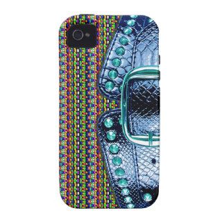 Western Belt Buckle on Navajo Print Background iPhone 4/4S Covers