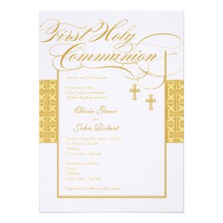 Neutral Twins First Communion Invitation