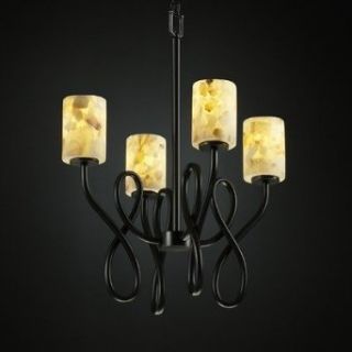 Justice Design ALR 8910 15 DBRZ Capellini Four Light Chandelier, Choose Finish: Dark Bronze Finish, Choose Lamping Option: Standard Lamping    