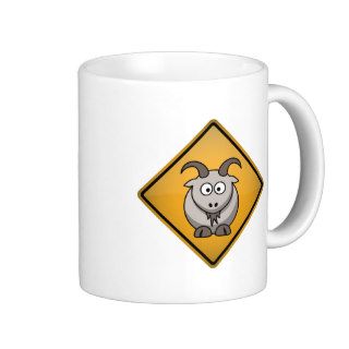 Cartoon Goat Warning Sign Coffee Mug
