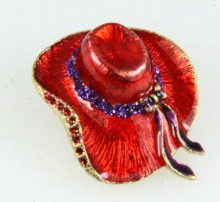 6030019 Ladies Red Hat Society Club Pin Brooche Clothes Clothing Redhat: Jewelry