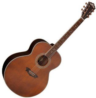 Washburn Vintage Wj130ek Aged Jumbo Acoustic Electric Guitar w/ Case: Musical Instruments