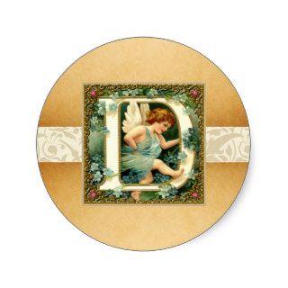 Vintage Cherub Angel Letter D Stickers