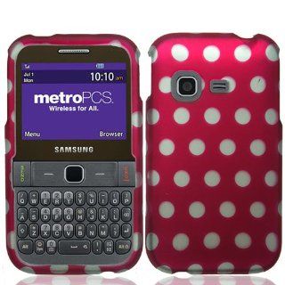 Plastic Hot Pink W/ White Polka Dots Hard Cover Snap On Case For Samsung Freeform M T189N (StopAndAccessorize): Cell Phones & Accessories