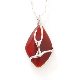 ShowJade TM Fashion Sterling Silver Round Red Agate Protect Happiness Pendant Only.: Jewelry
