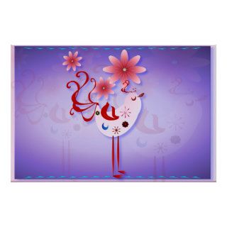 Spring Pink Bird Of Happiness Posters