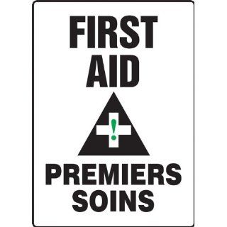 Accuform Signs FBMFSR507VA Aluminum French Bilingual Sign, Legend "FIRST AID/PREMIERS SOINS" with Graphic, 10" Width x 14" Length x 0.040" Thickness, Black/Green on White: Industrial Warning Signs: Industrial & Scientific