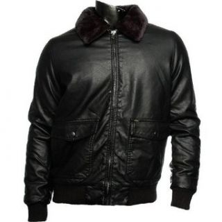 OBEY Black Faux Leather Fleece Collar Zip Up Mens Jacket (Medium) at  Mens Clothing store Leather Outerwear Jackets