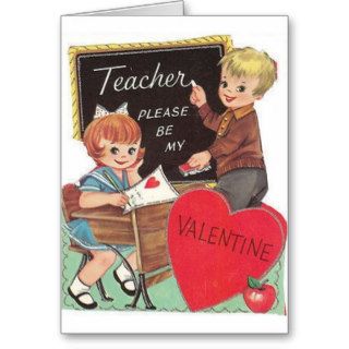 Vintage Teacher Valentine's Day Card