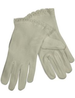 Nolan Gloves   Toddler Girls Lace Trim Dress Gloves, White 29541 onesize: Clothing