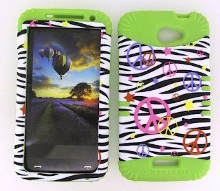 3 IN 1 HYBRID SILICONE COVER FOR HTC ONE X HARD CASE SOFT GREEN RUBBER SKIN ZEBRA PEACE GR TE319 S720E KOOL KASE ROCKER CELL PHONE ACCESSORY EXCLUSIVE BY MANDMWIRELESS: Cell Phones & Accessories