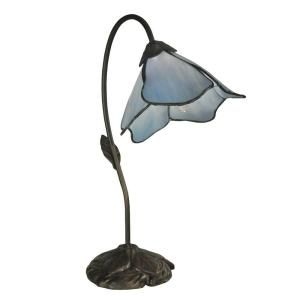 Dale Tiffany 19 in. Blue Lily Dark Antique Bronze Poelking 1 Light Table Lamp TT12145
