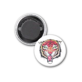 Cool cartoon tattoo symbol angry feral tiger magnet
