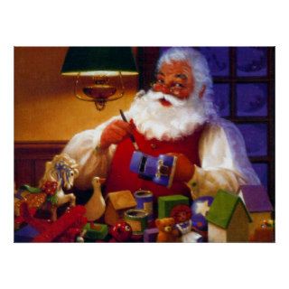 Santa Claus in Toy Shop Print